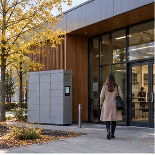 Wizualizacja koncepcyjna: Książkomat przy bibliotece — sieć kilku filii.